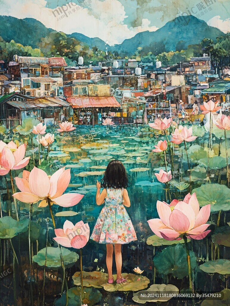 看荷花的姑娘