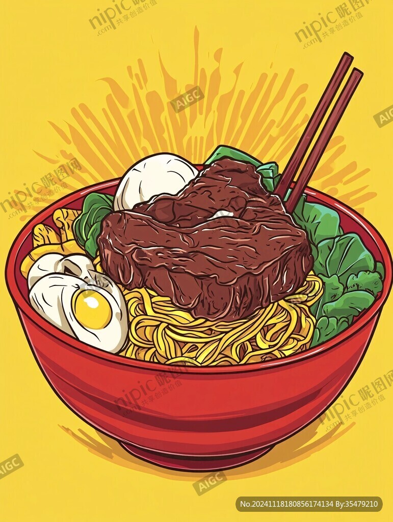 红烧大排面插画