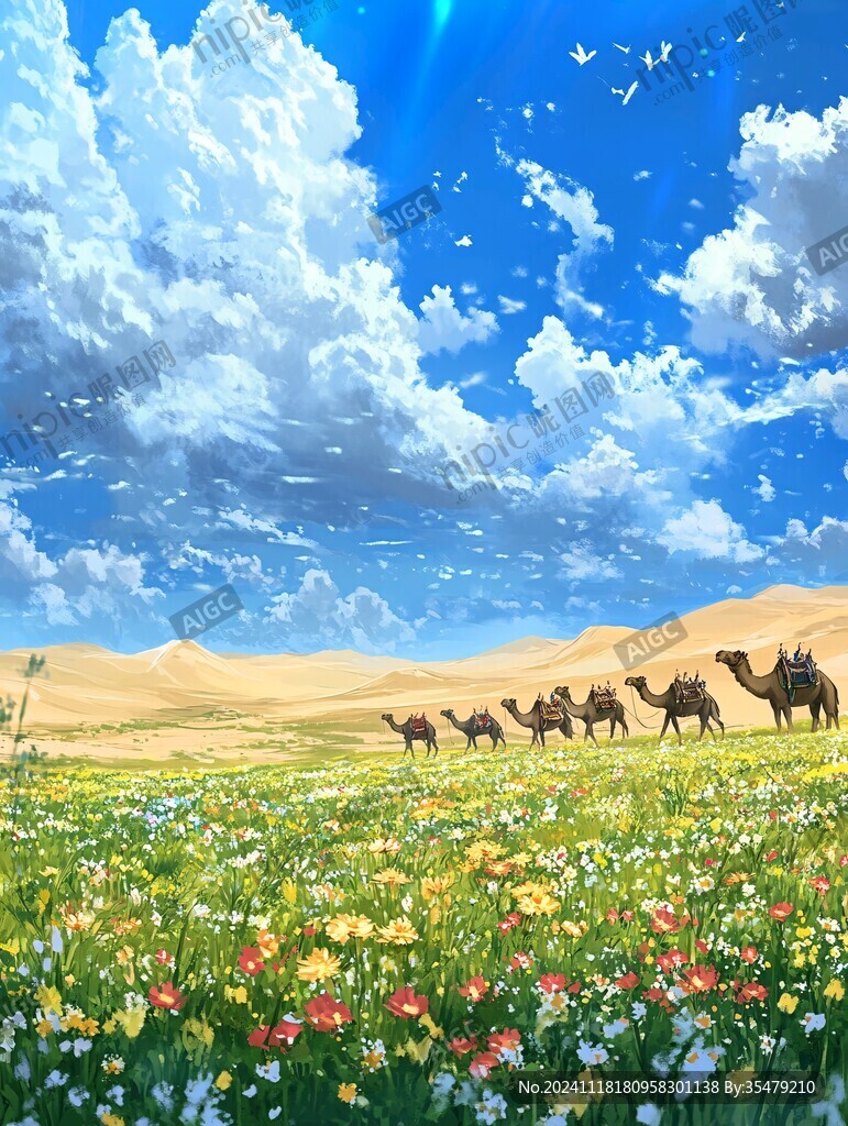 阿拉善插画宣传背景