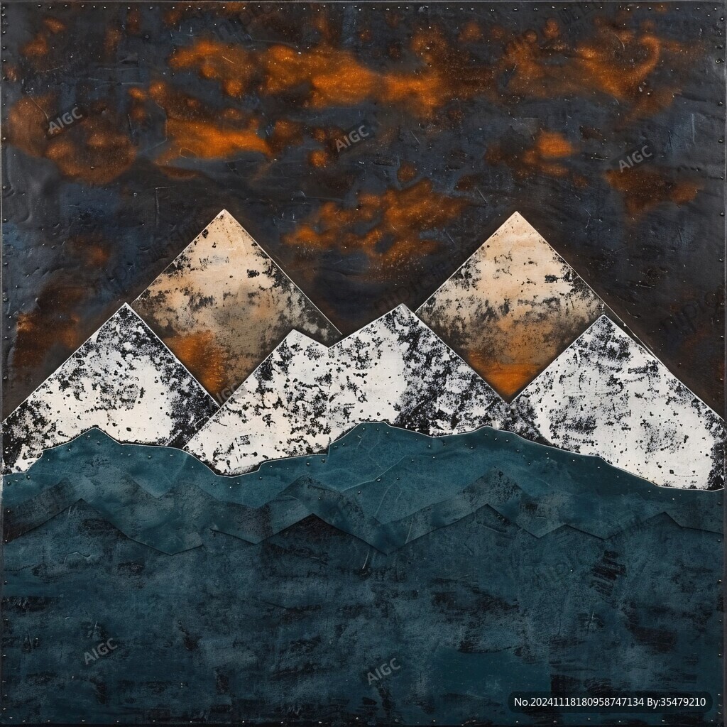 雪山抽象画