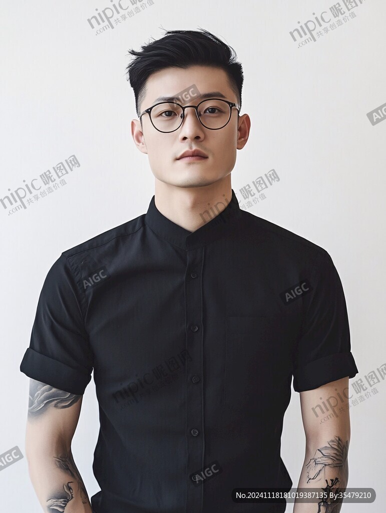 证件照黑衬衫
