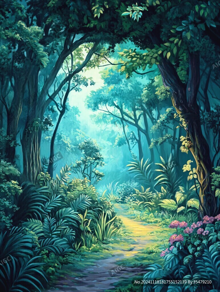 林间小道风景画