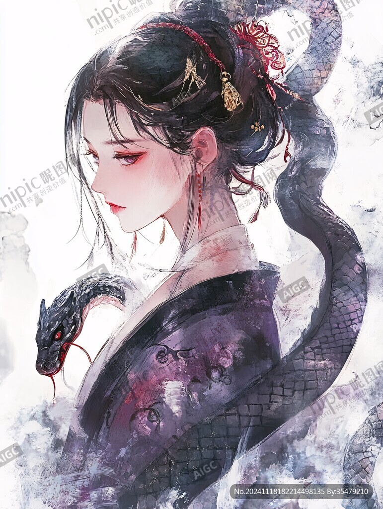 古风美女头像插画封面