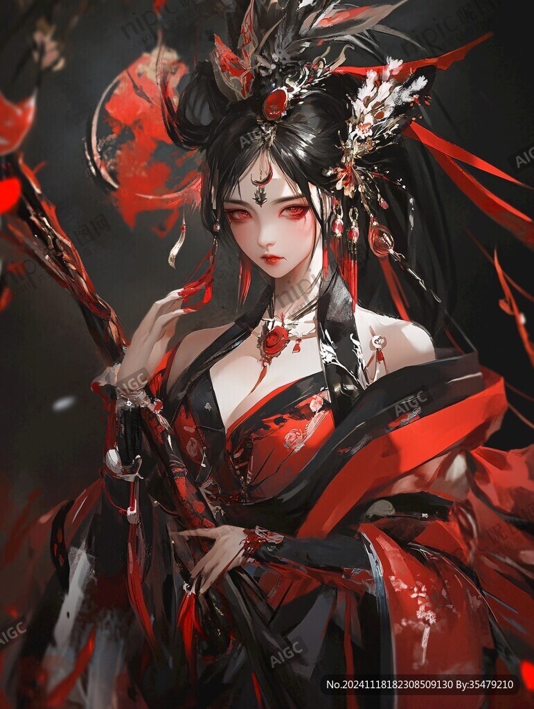 红衣少女设计古风