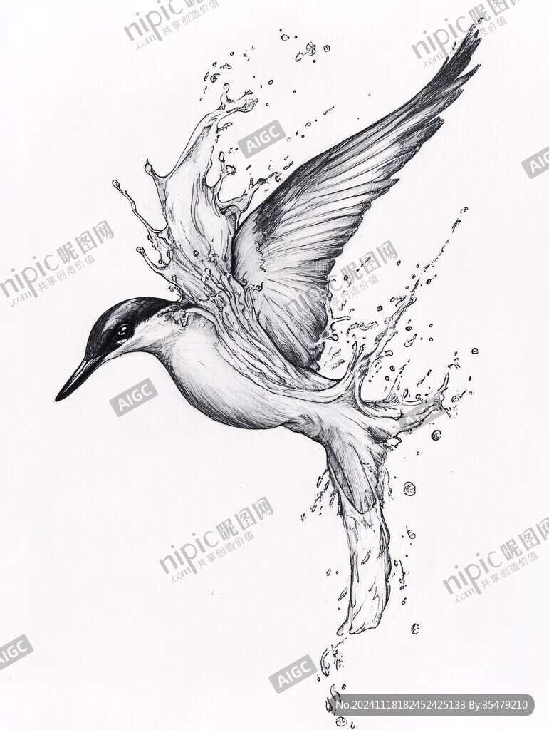 素描写实翠鸟