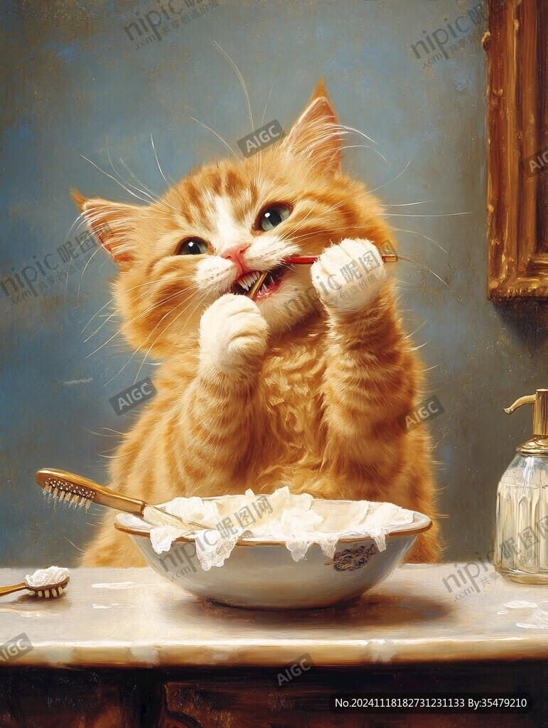 洗脸的猫咪