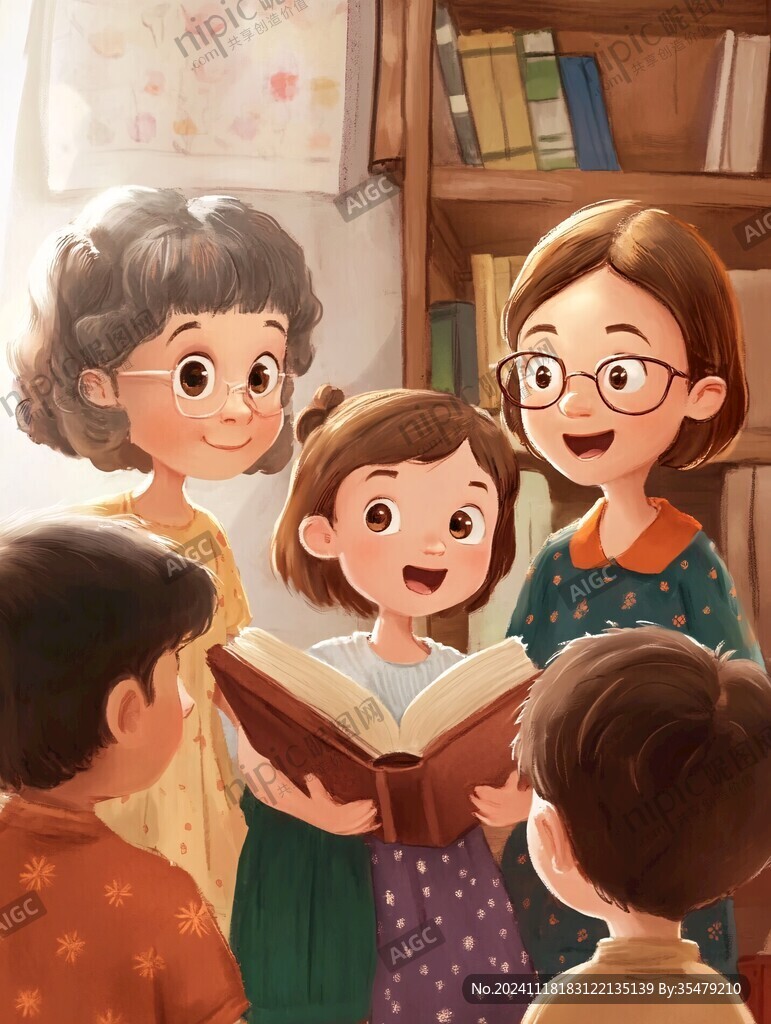 读书儿童插画