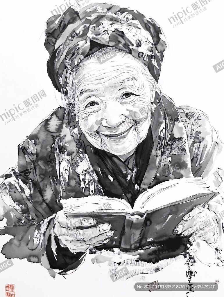 水墨长命百岁