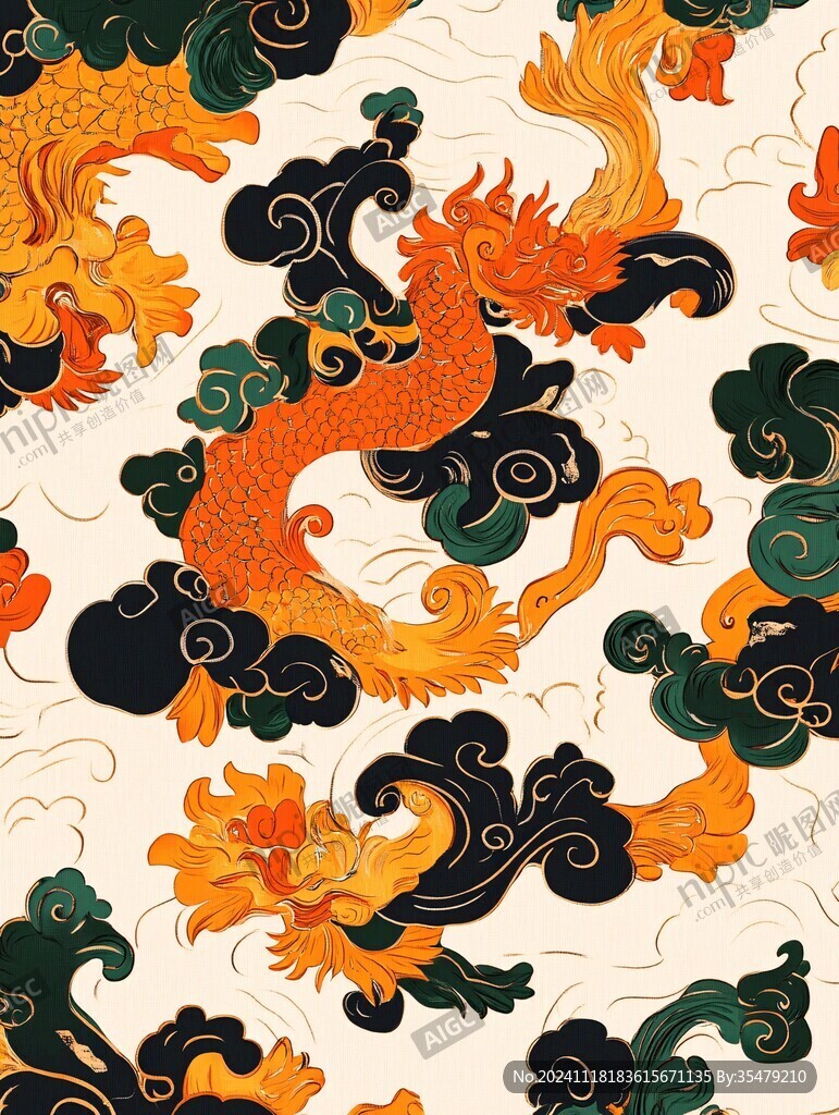云纹龙纹中式包装底纹