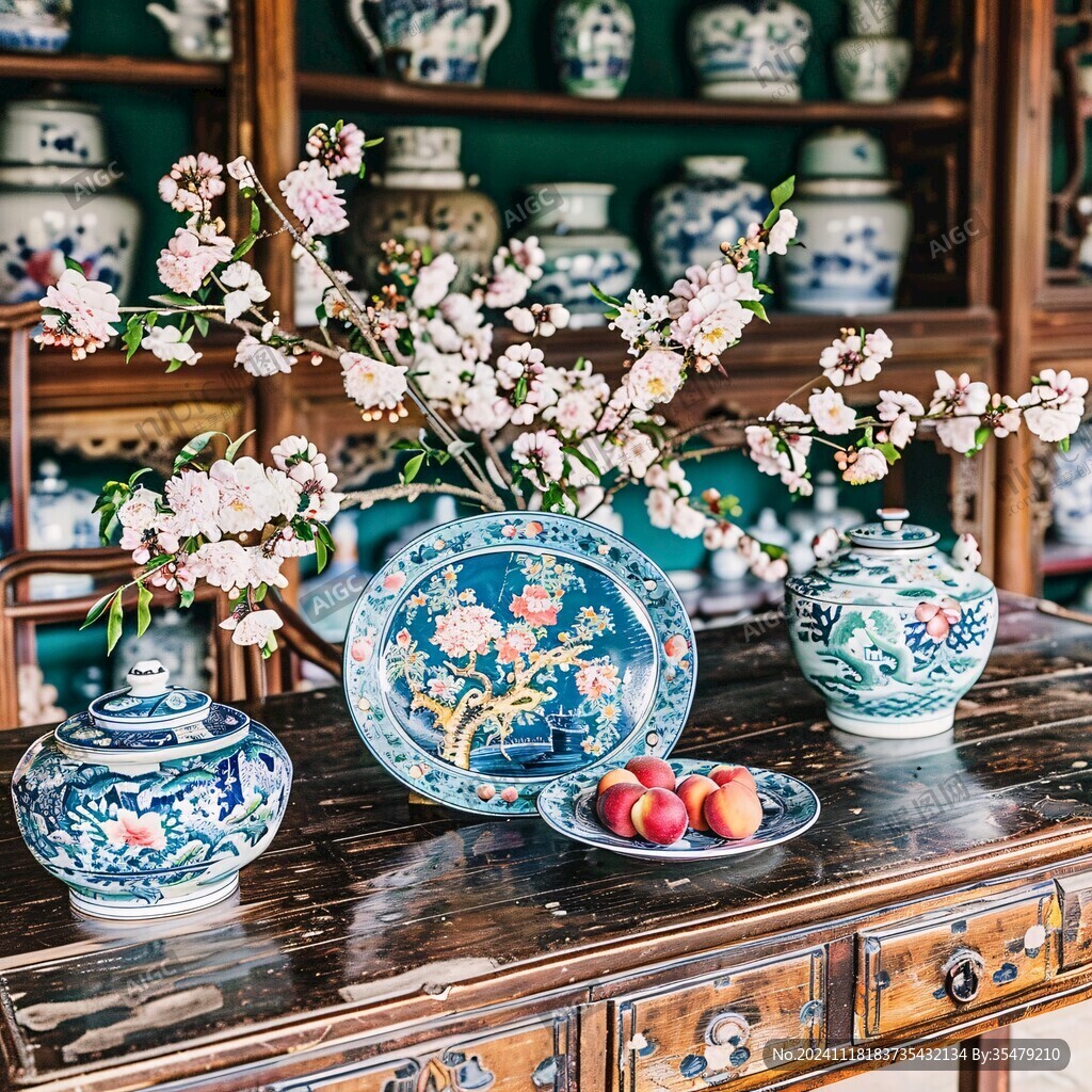 复古青花瓷花器