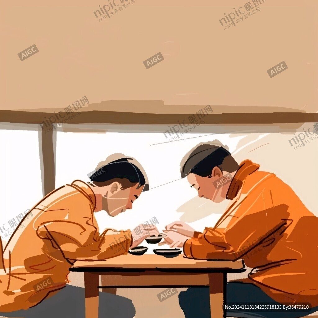 面馆男孩插画