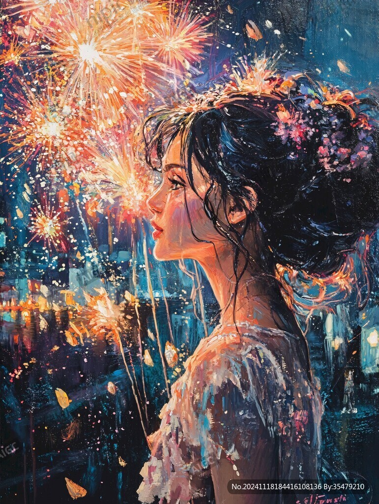 放烟花的少女