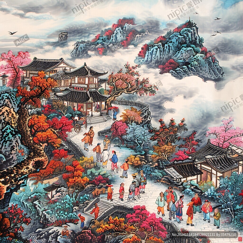 人物山水楼阁