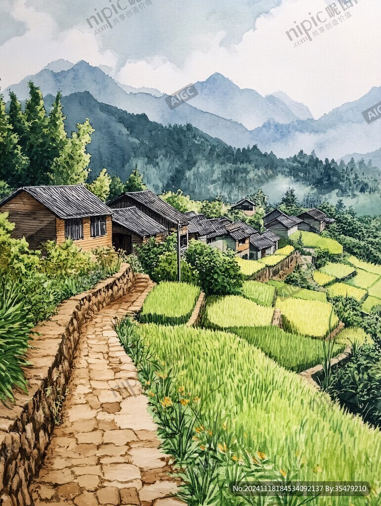乡村场景插画