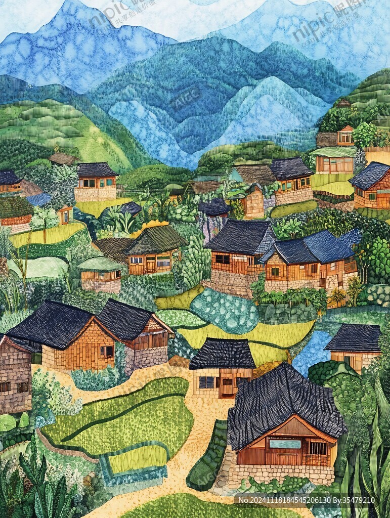 融水县风光插画