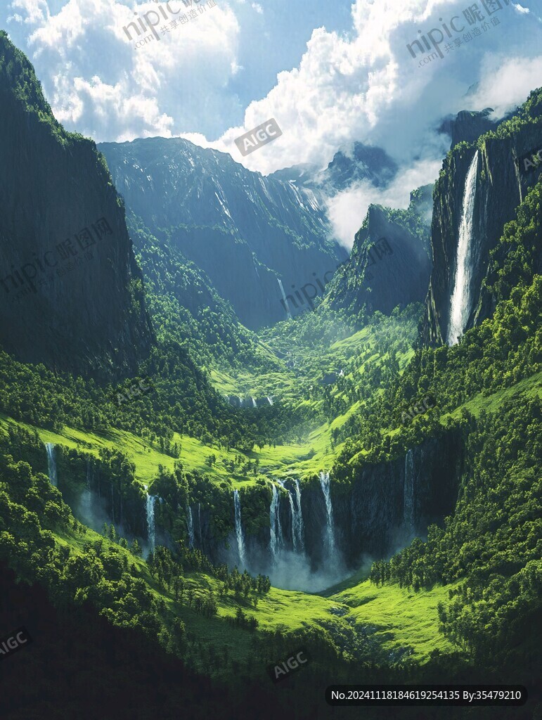 大瀑布风景画