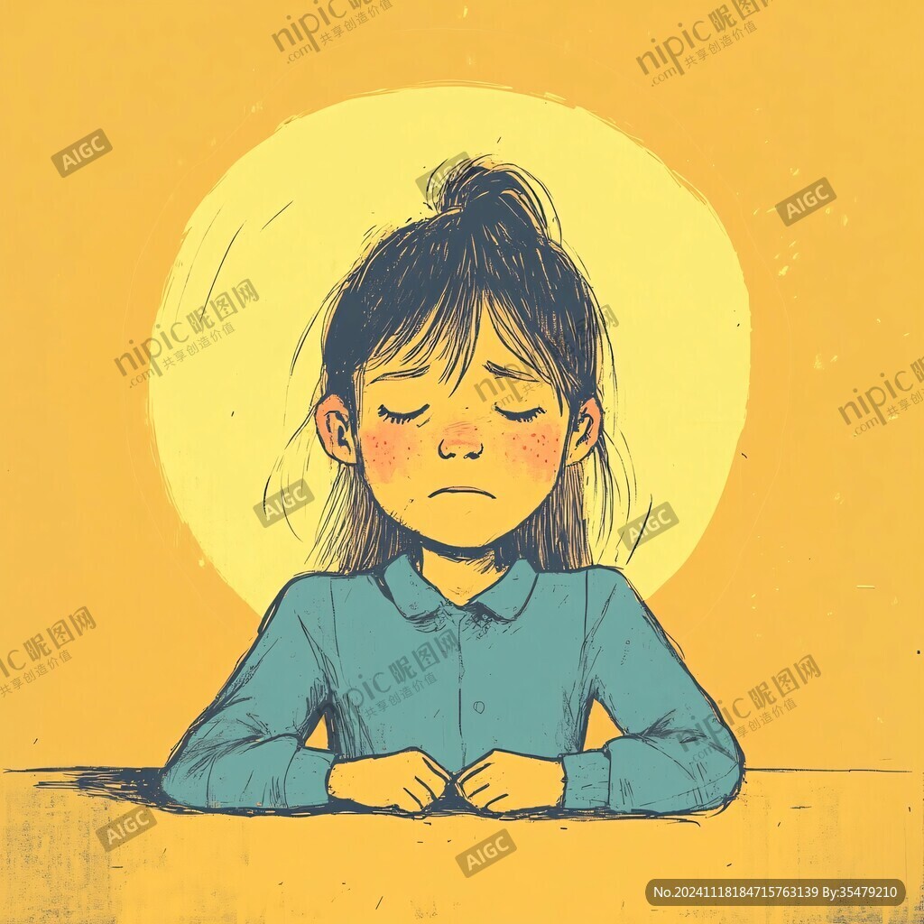 许愿女孩插画