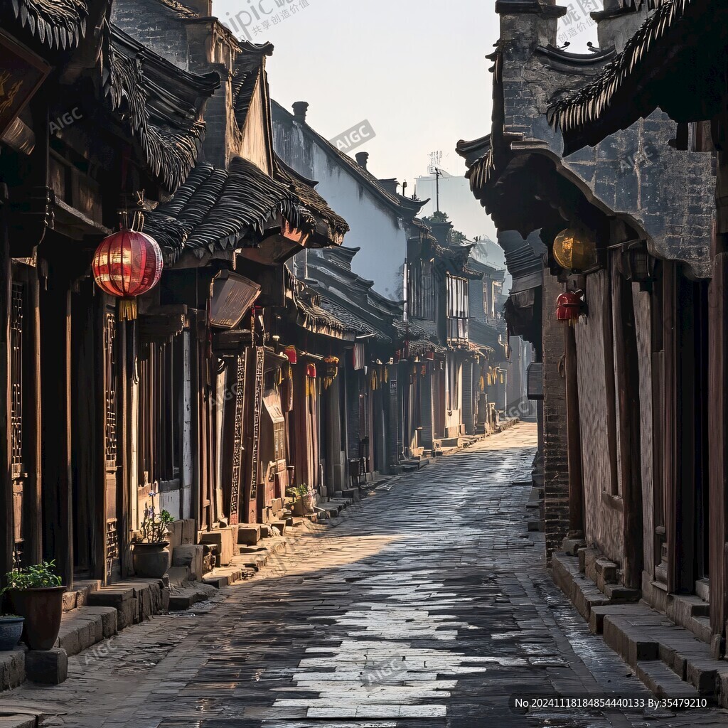 古街日出