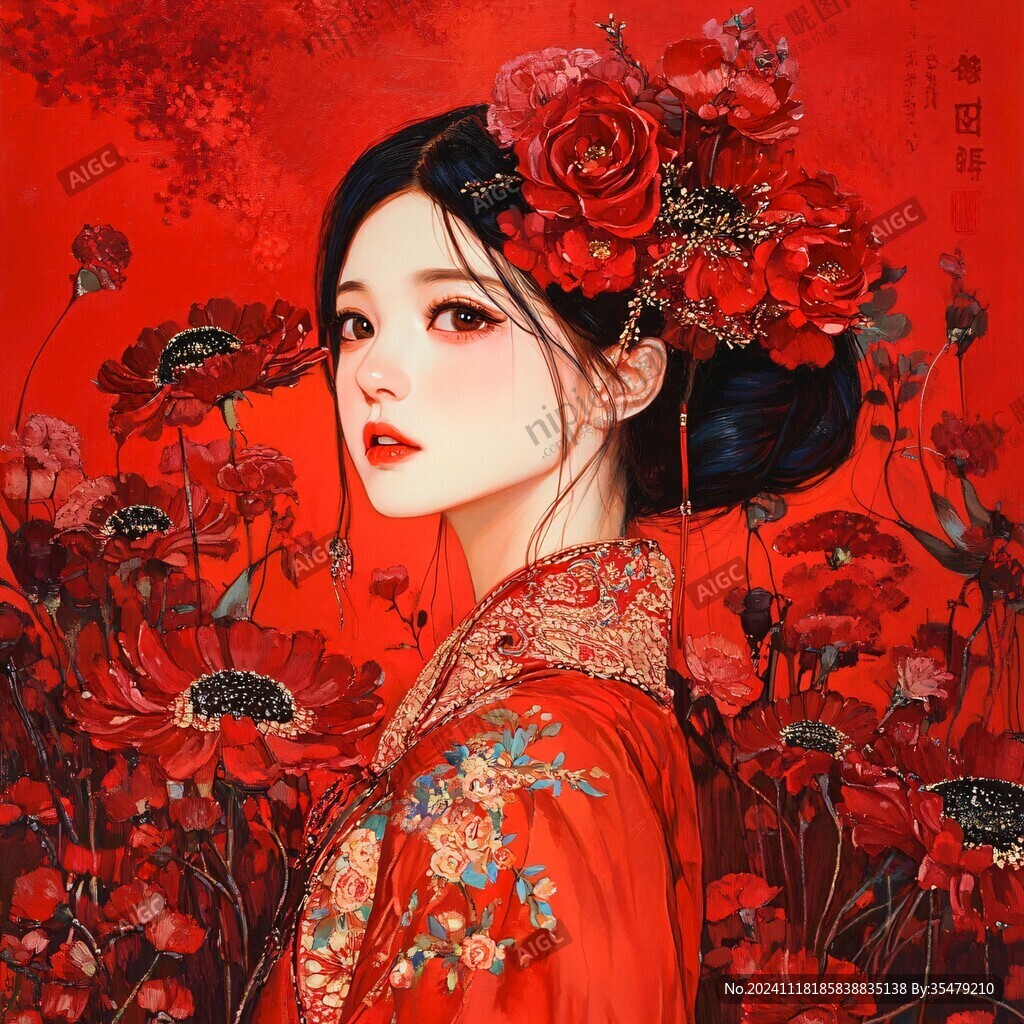 红衣少女设计古风