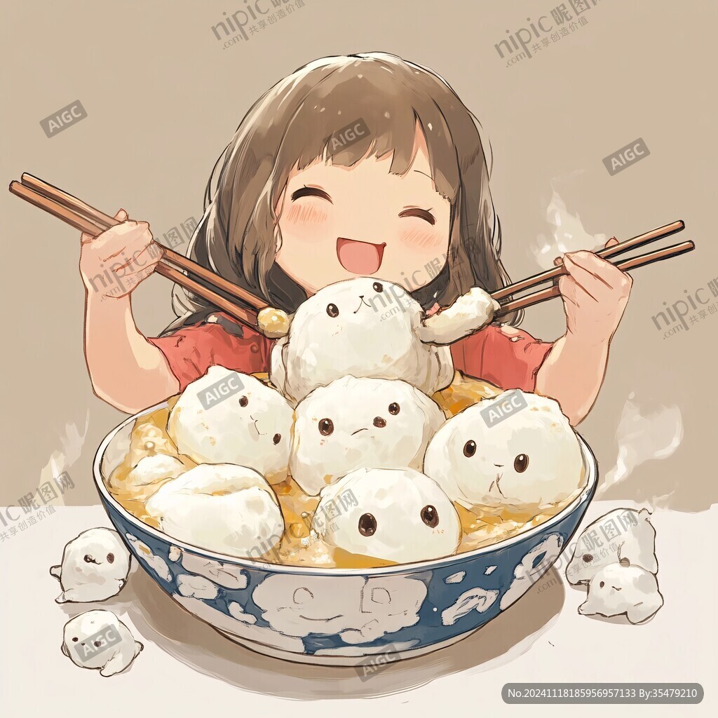 吃汤圆插画