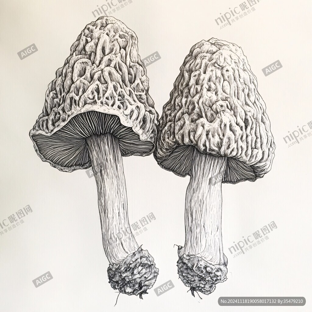 手绘鹿茸菇