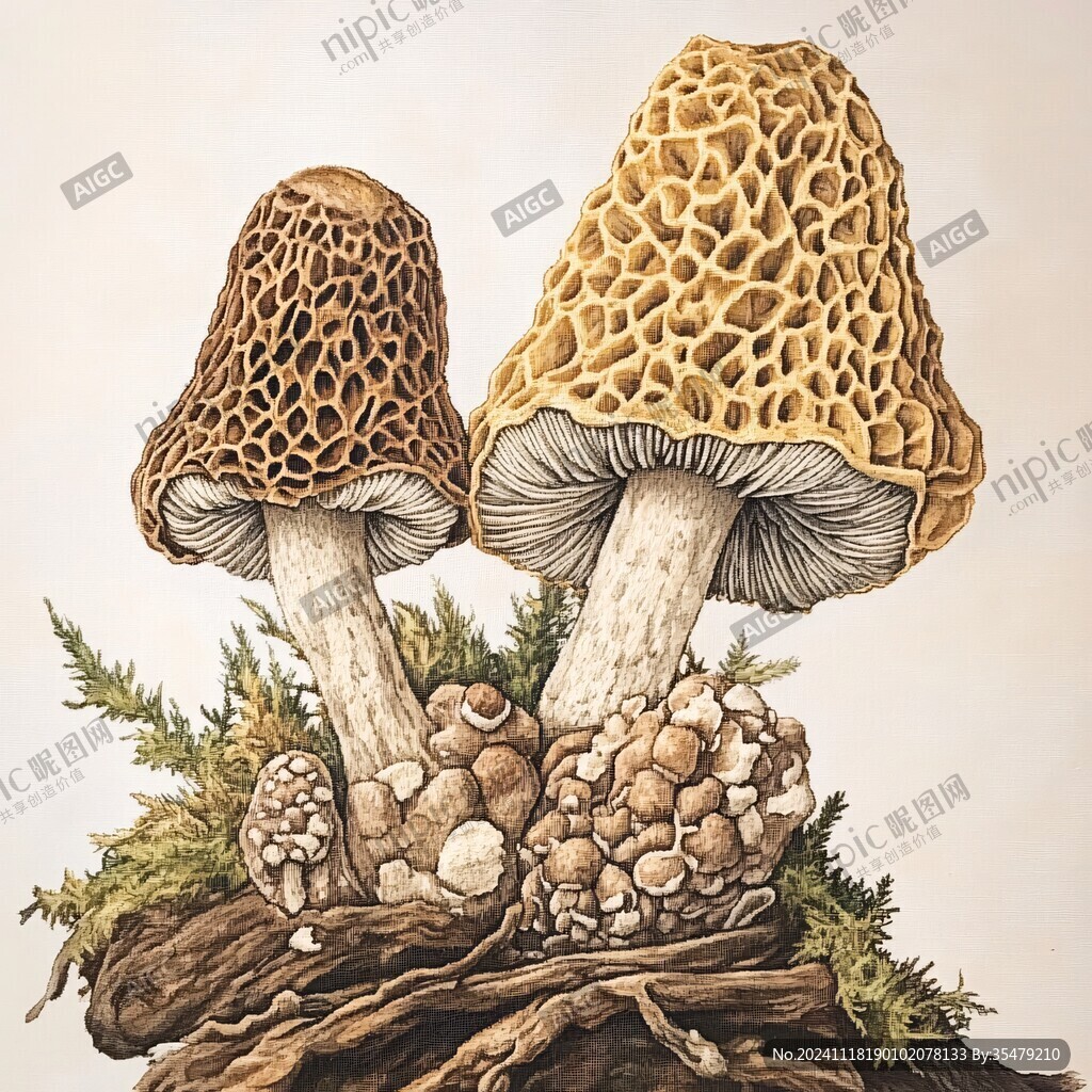 手绘菌菇插画