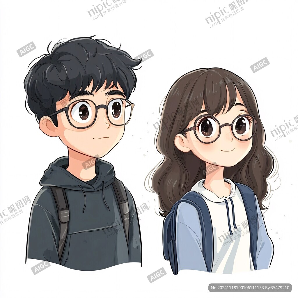 青年男女插画
