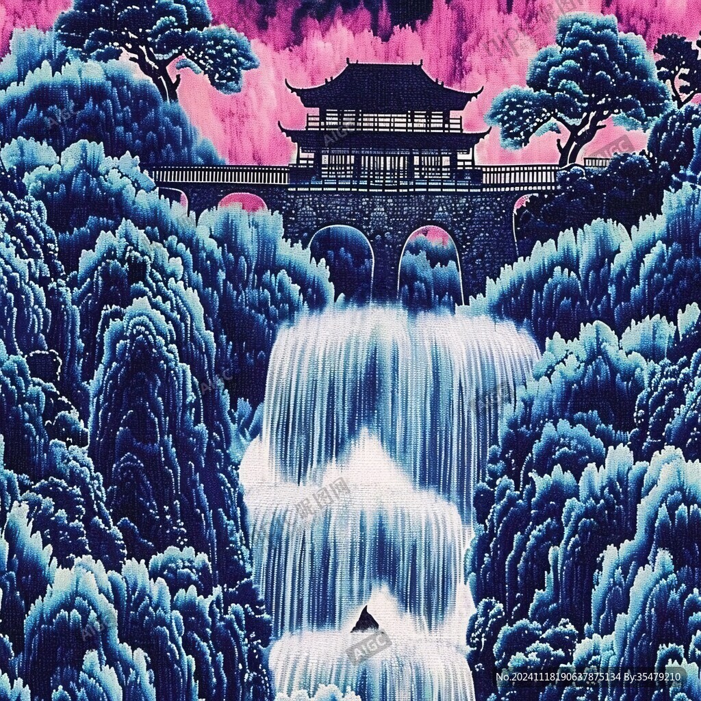 巨型青绿山水装饰壁画