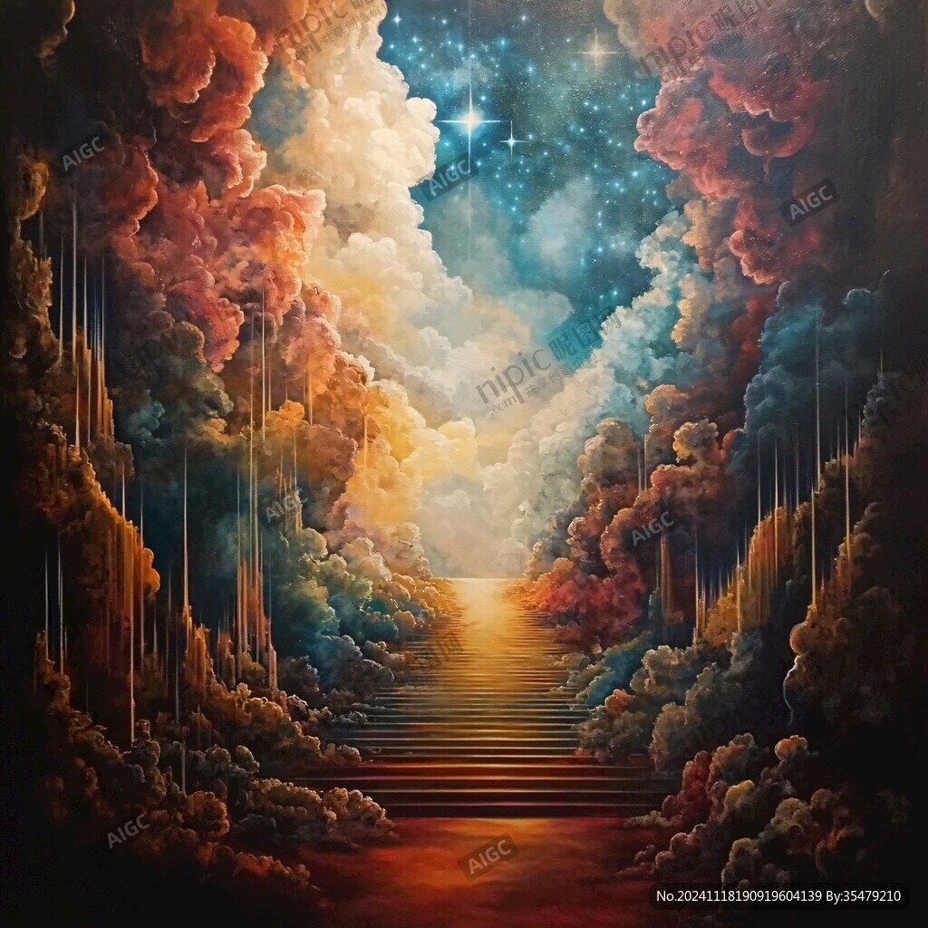 金光万丈油画