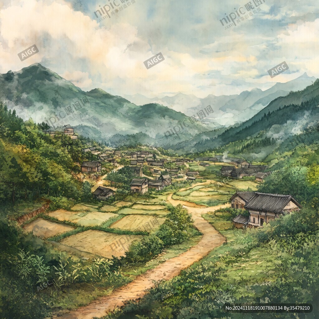 山村插画