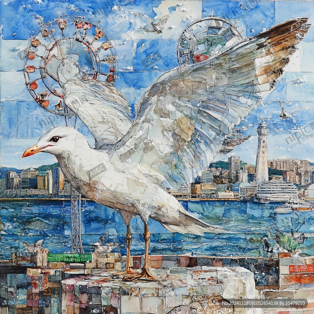 海鸥抽象画
