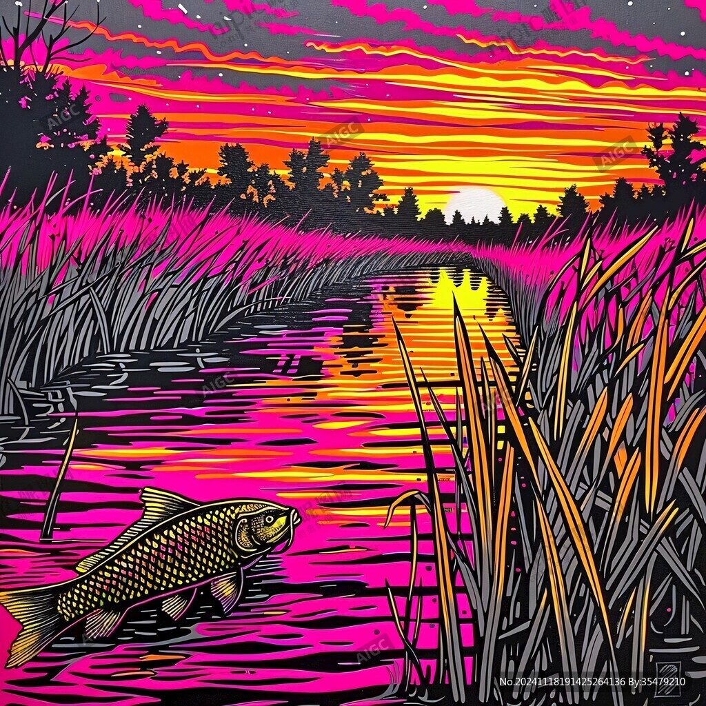 稻田鱼插画