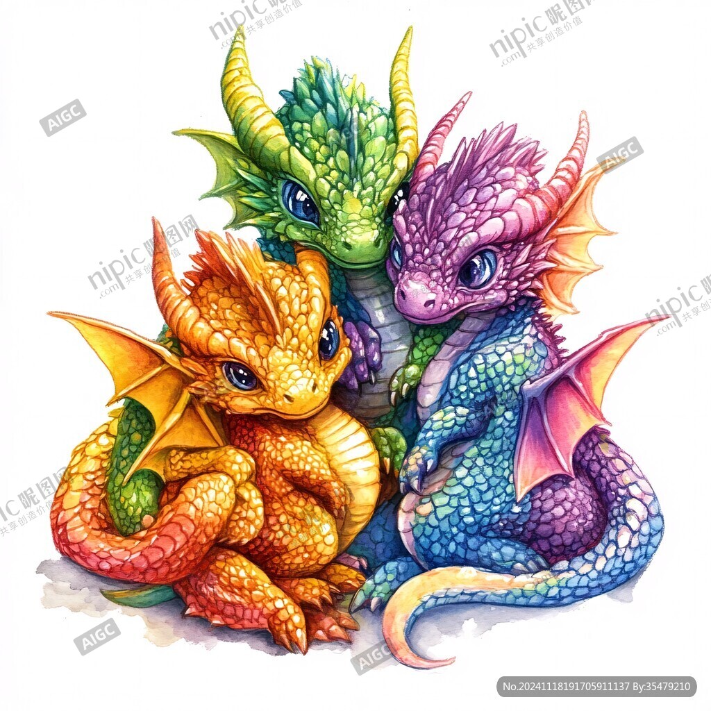 手绘双龙插画