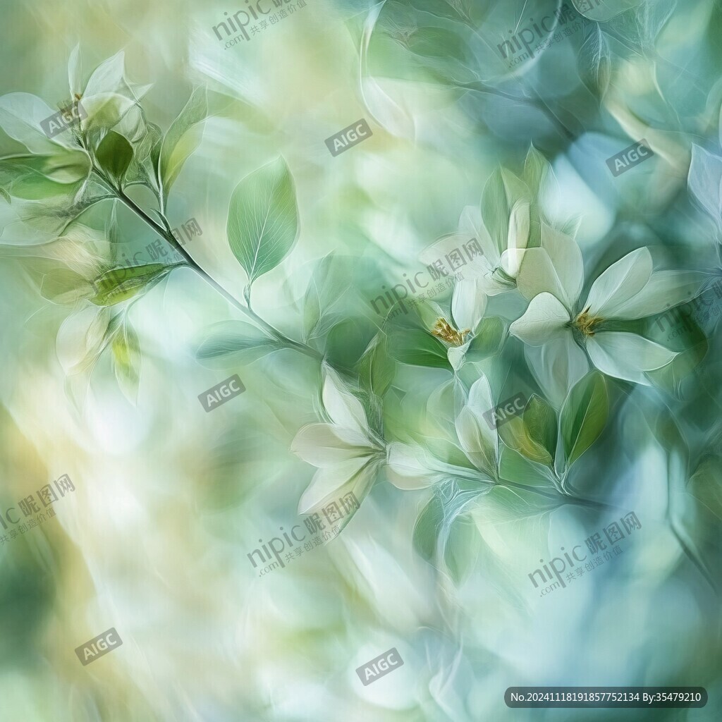 绿叶白花壁纸