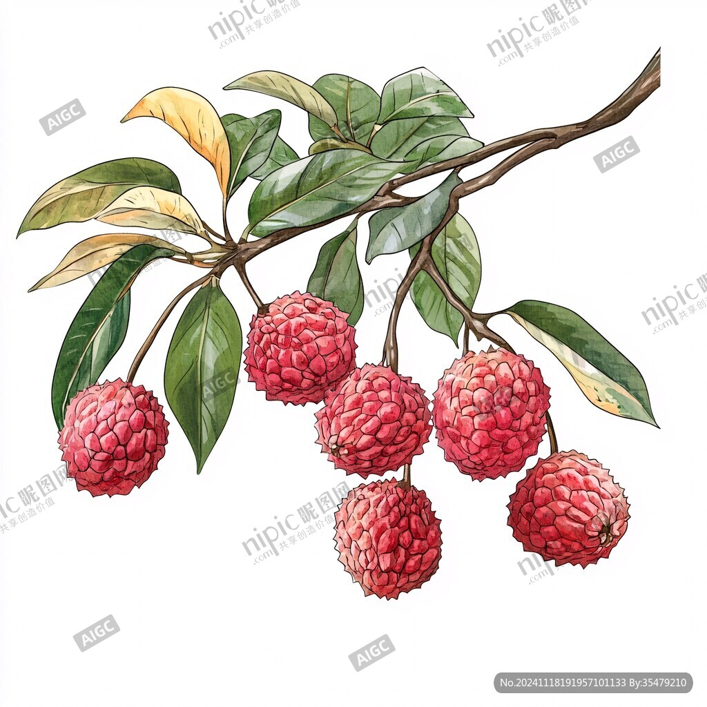 贵妃荔枝插画