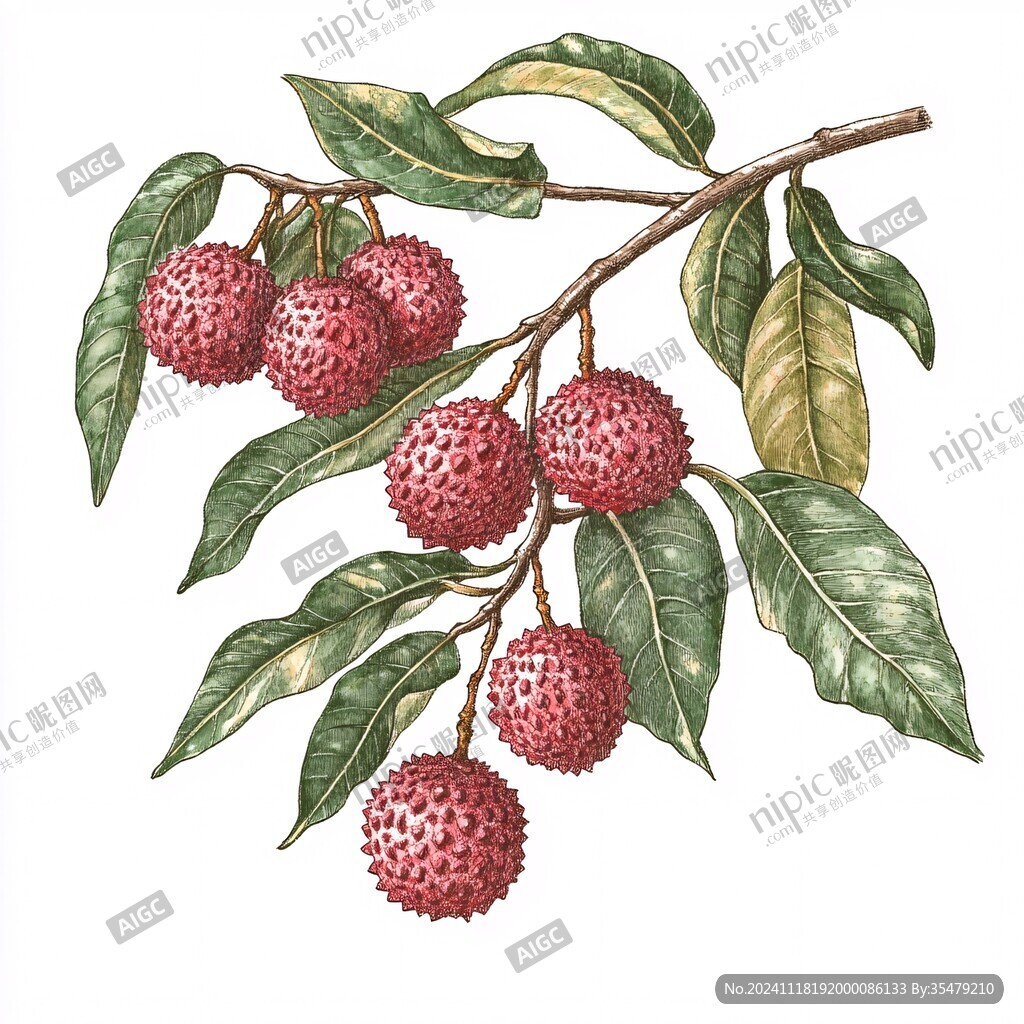贵妃荔枝插画