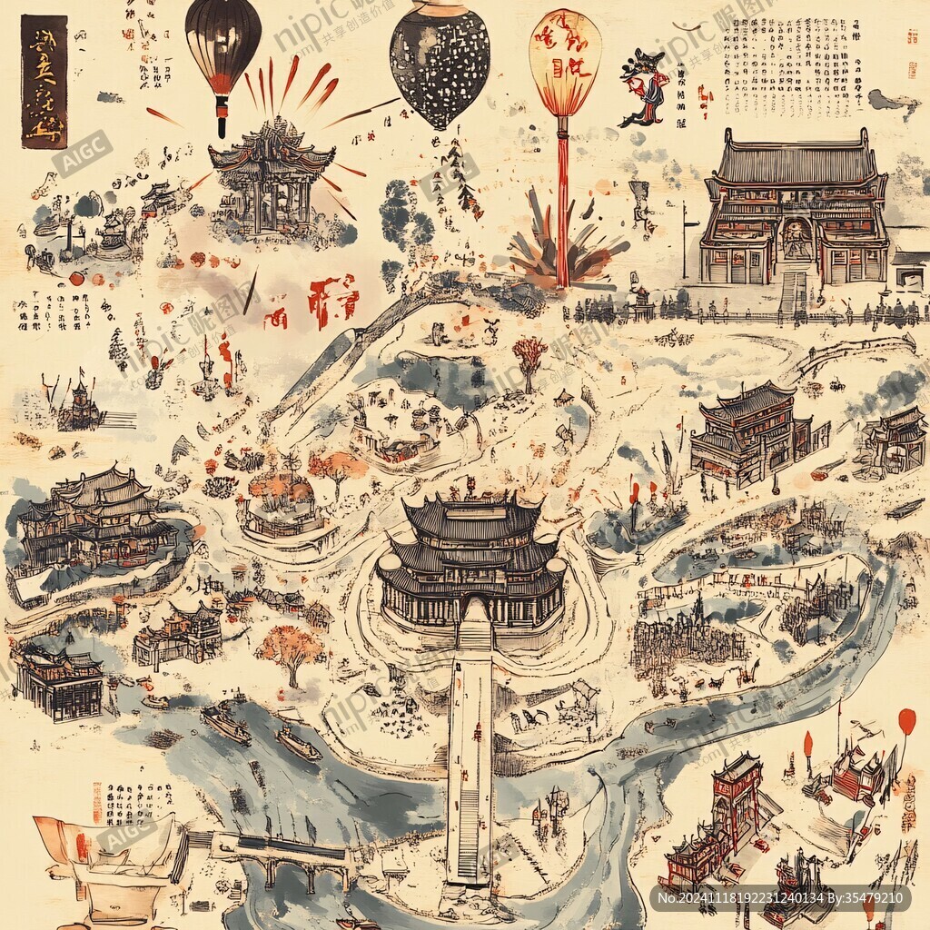 横店画册素材横店插画
