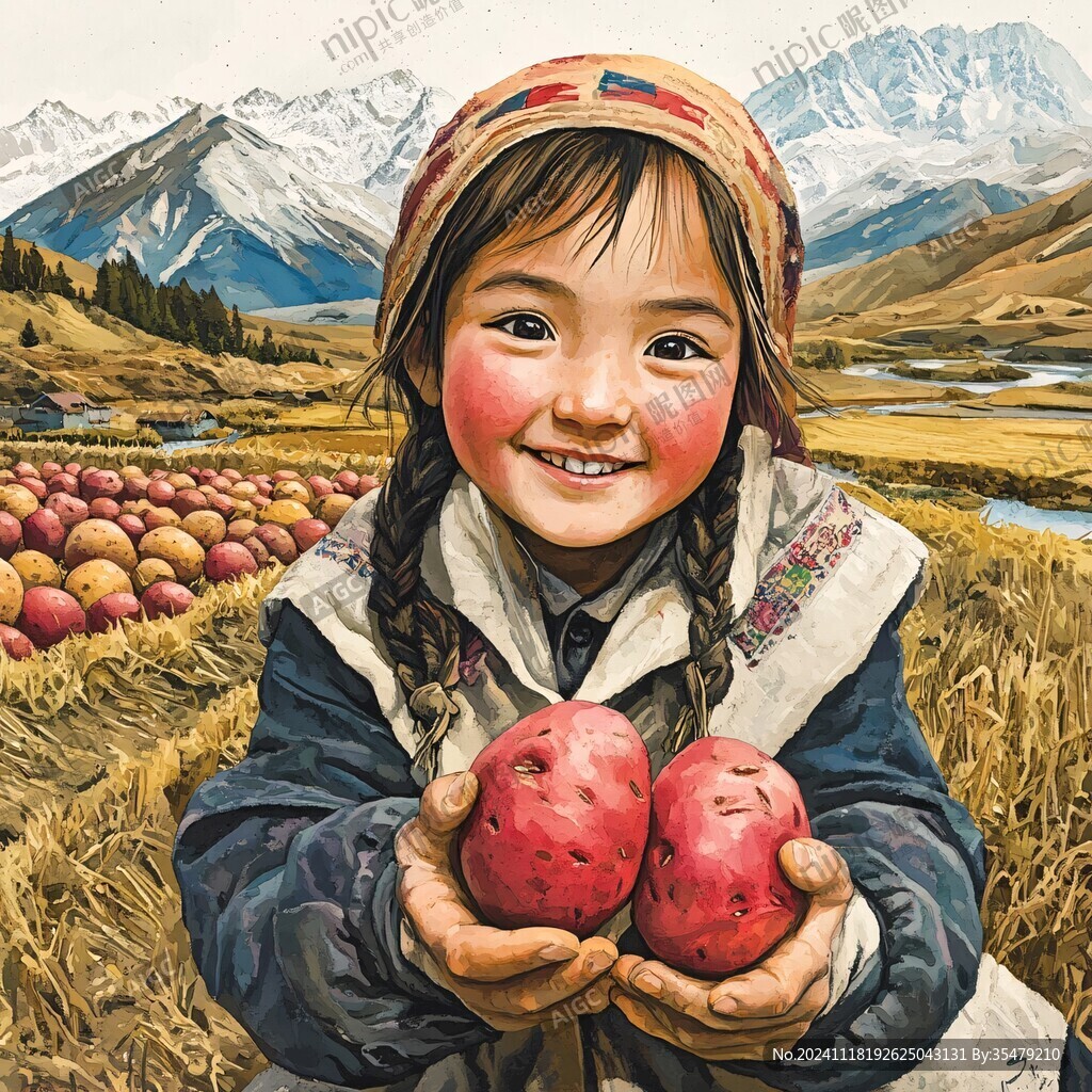 村姑形象绘画