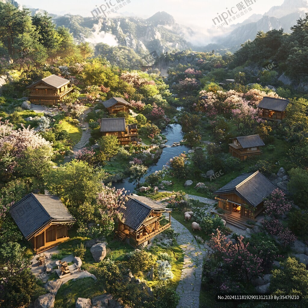 木屋景区鸟瞰图
