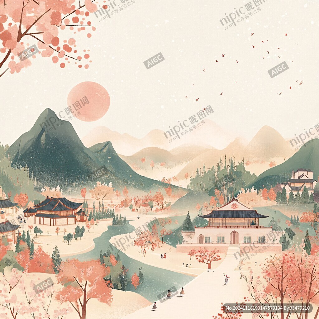 江南香山风景区插画
