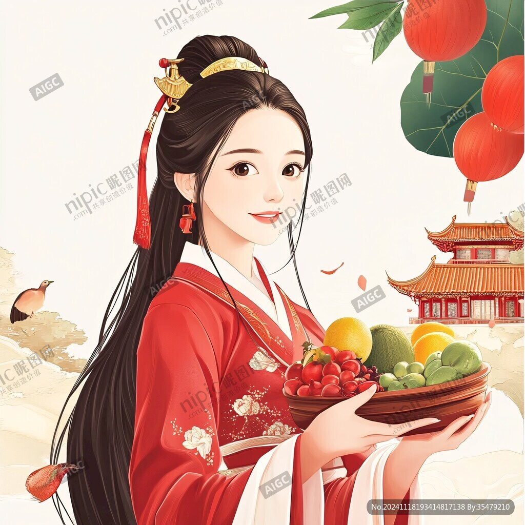红枣美女插画