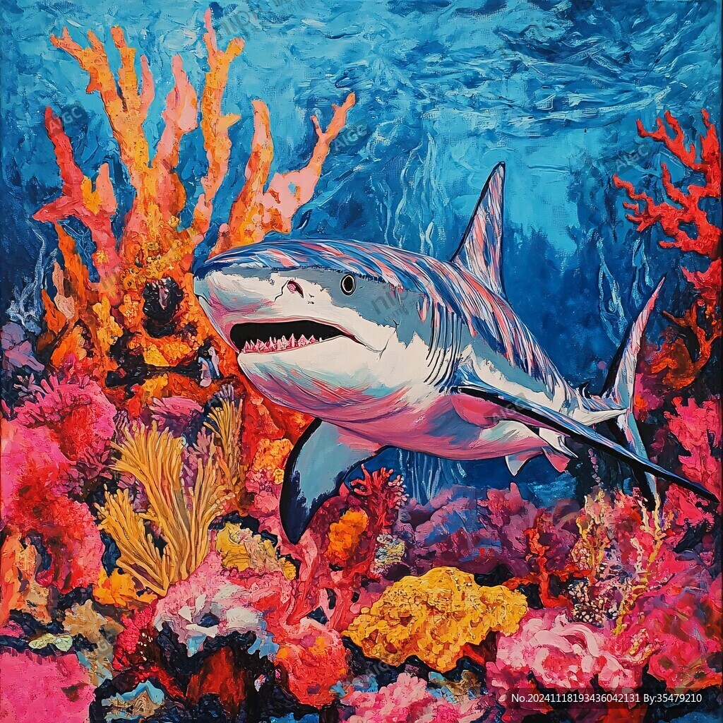 鲨鱼立体壁画