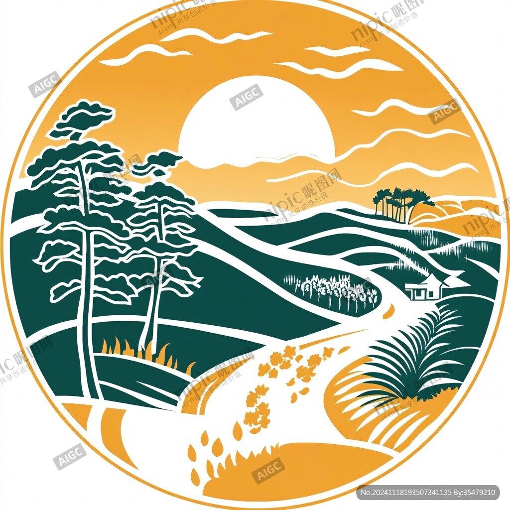 农田大米插画