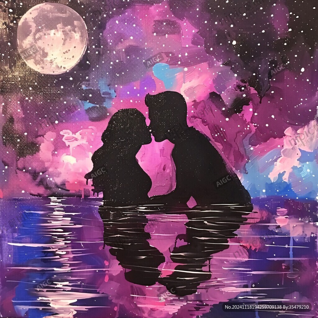 情侣彩水画