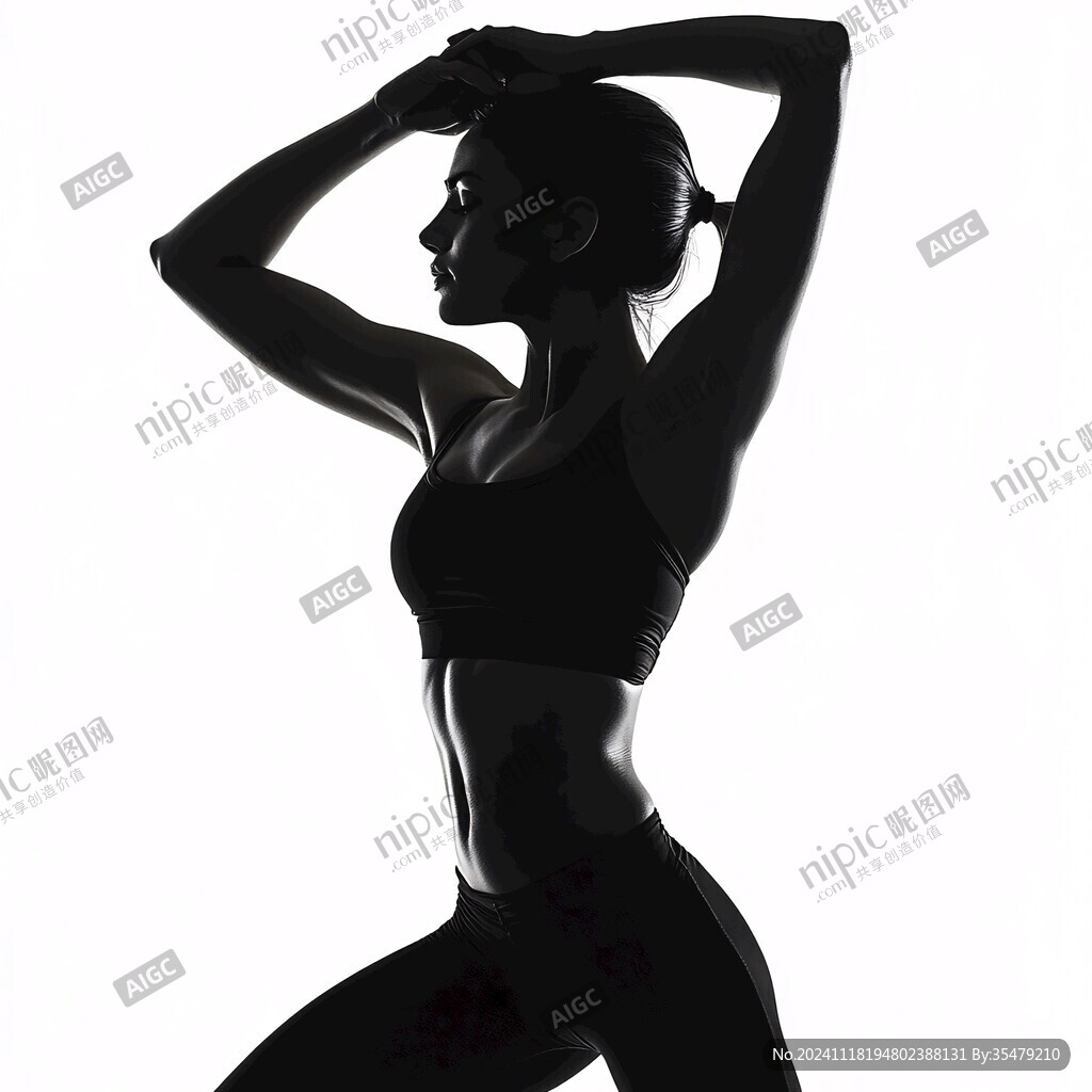 女性锻炼身体剪影