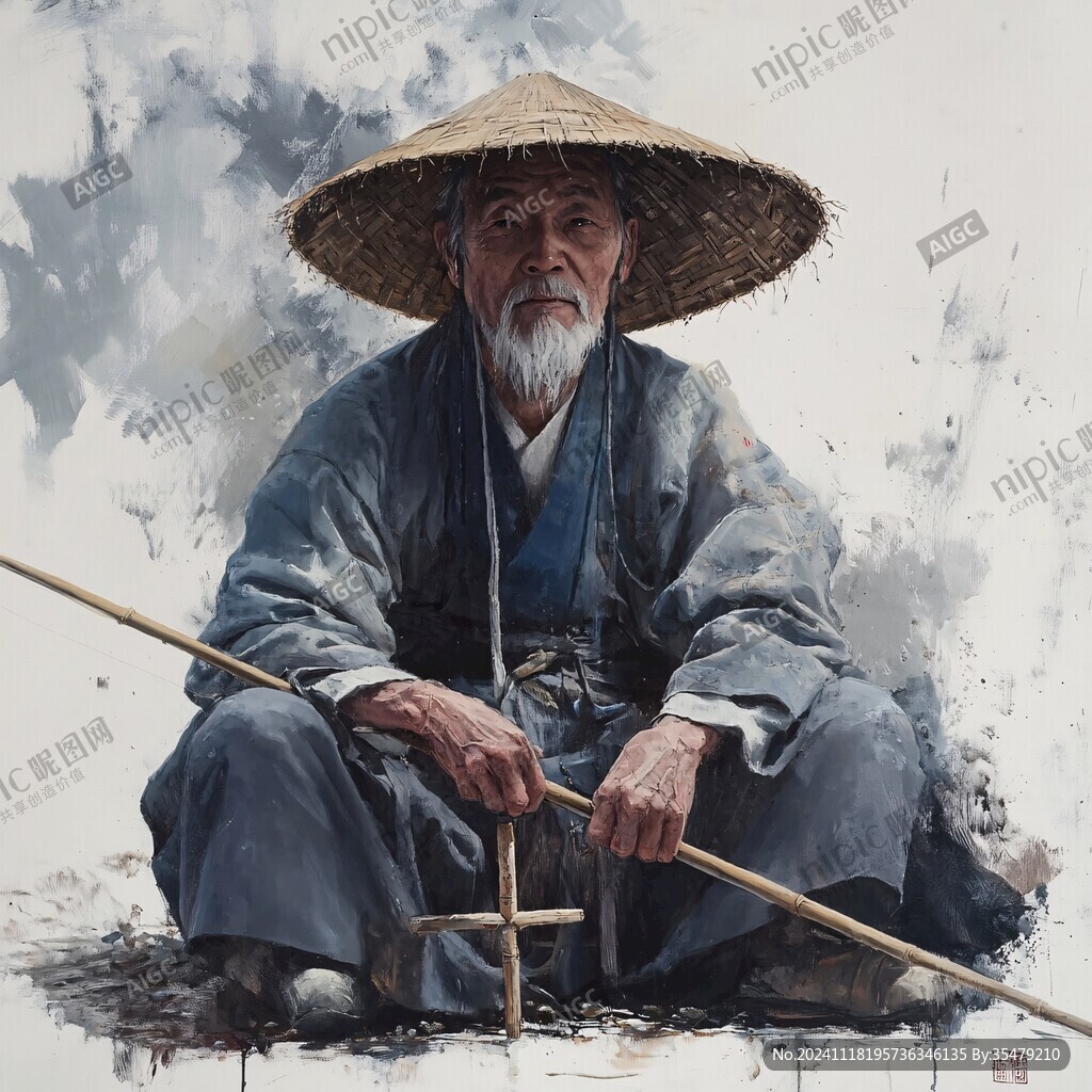 渔翁插画