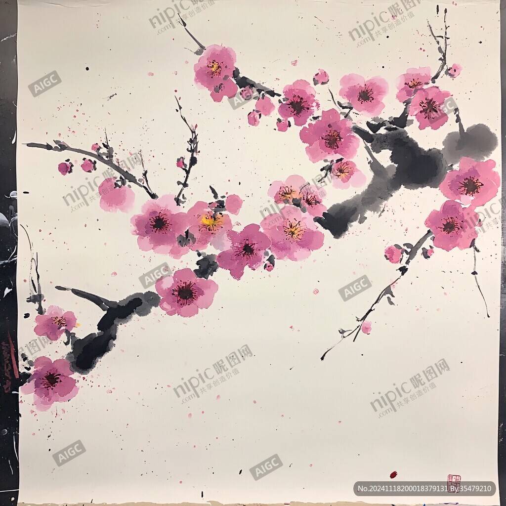 梅花水粉画