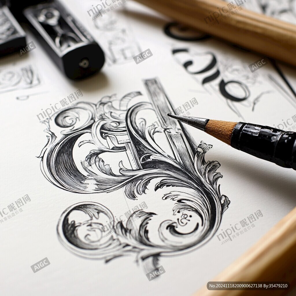 针管笔插画logo