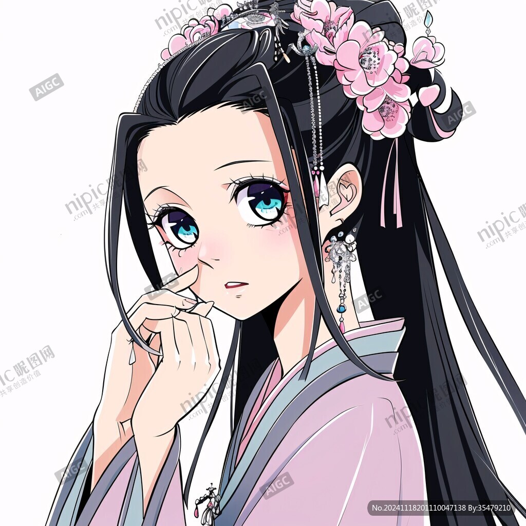 西梅卡通汉服女孩