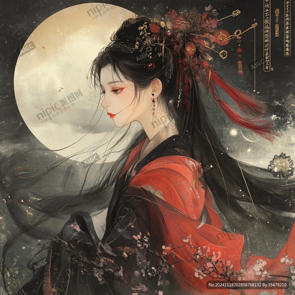 红衣少女设计古风